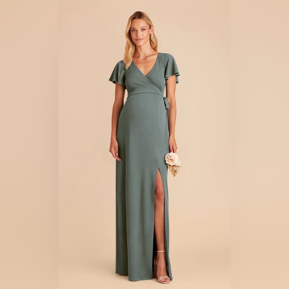 Flutter Sleeve Wrap Maxi Dress in Sage Green